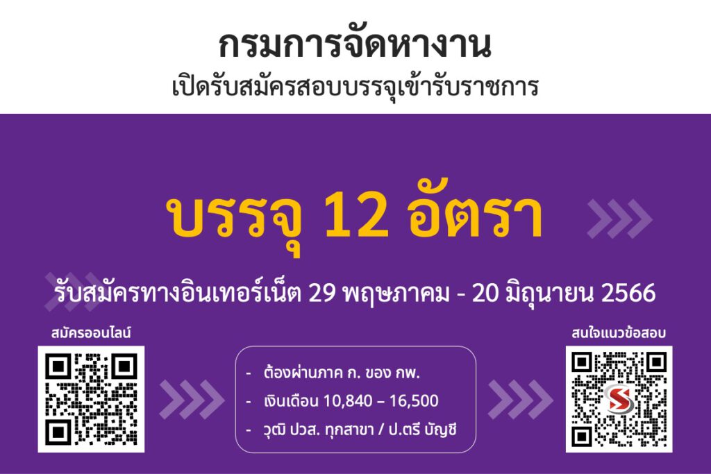 กรมการจัดหางาน เปิดรับสมัครสอบบรรจุเข้ารับราชการ 12 อัตรา